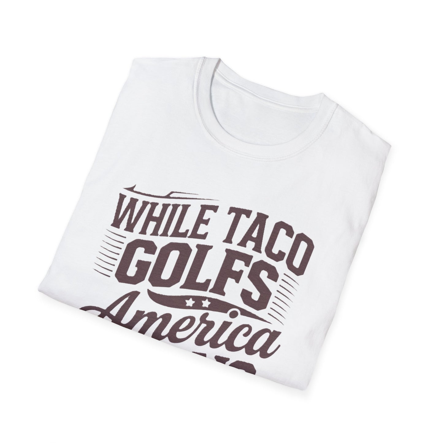 Golf-Themed Unisex Softstyle T-Shirt – Perfect for Taco Lovers, Casual Outings, Gift for Dads, Summer Style, Fun Statement Tee