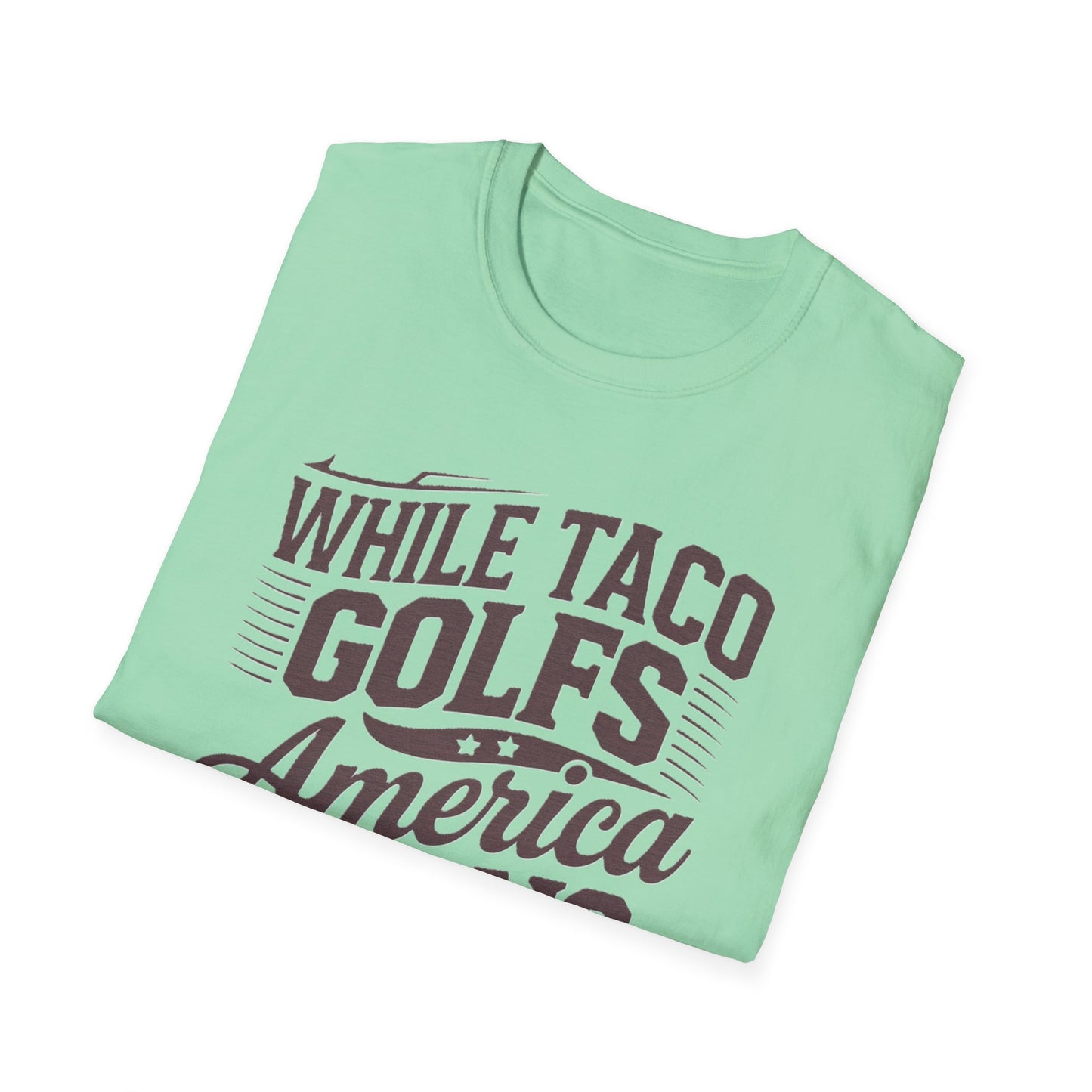 Golf-Themed Unisex Softstyle T-Shirt – Perfect for Taco Lovers, Casual Outings, Gift for Dads, Summer Style, Fun Statement Tee